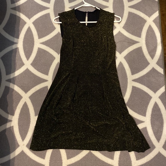 Gold Sparkle Fit & Flare Holiday Dress - Picture 3 of 4